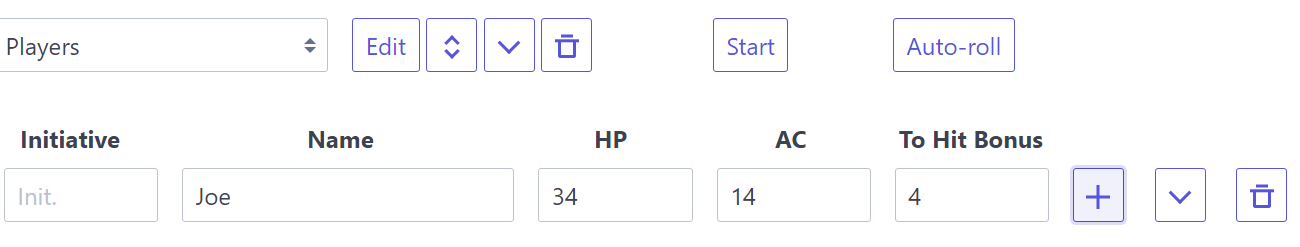 One line filled in, with the plus button highlighted